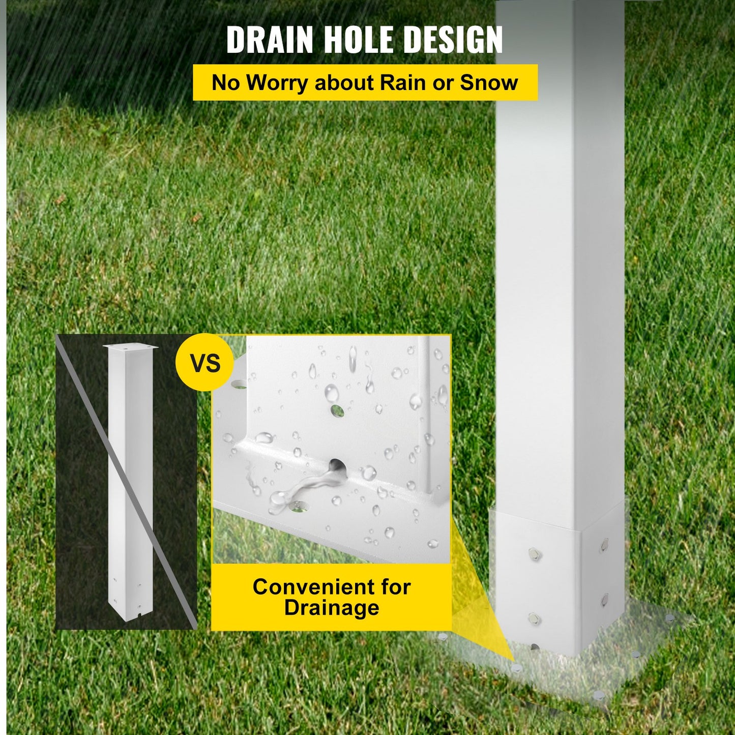 Mailbox Post, 43"" High Mailbox Stand, White Powder-Coated Mail Box Post Kit, Q235 Steel Post Stand Surface V952-YXZZCJYCGJS4346PNV0