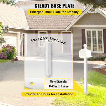 Mailbox Post, 43"" High Mailbox Stand, White Powder-Coated Mail Box Post Kit, Q235 Steel Post Stand Surface V952-YXZZCJYCGJS4346PNV0