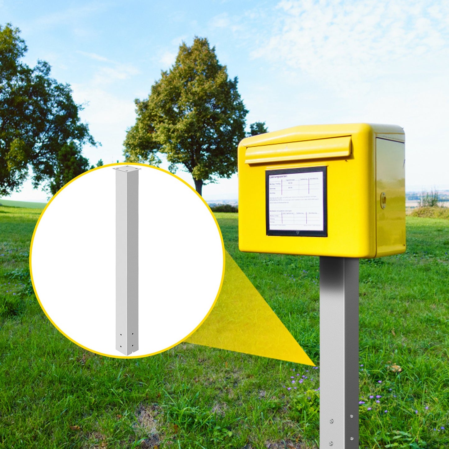 Mailbox Post, 43"" High Mailbox Stand, White Powder-Coated Mail Box Post Kit, Q235 Steel Post Stand Surface V952-YXZZCJYCGJS4346PNV0