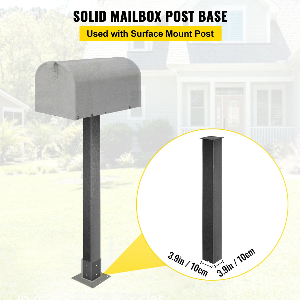 Mailbox Post Stand Mail Box Post 43" Black Powder-Coated Steel for Outdoor V952-YXZZCJYCGJS43PKT0V0