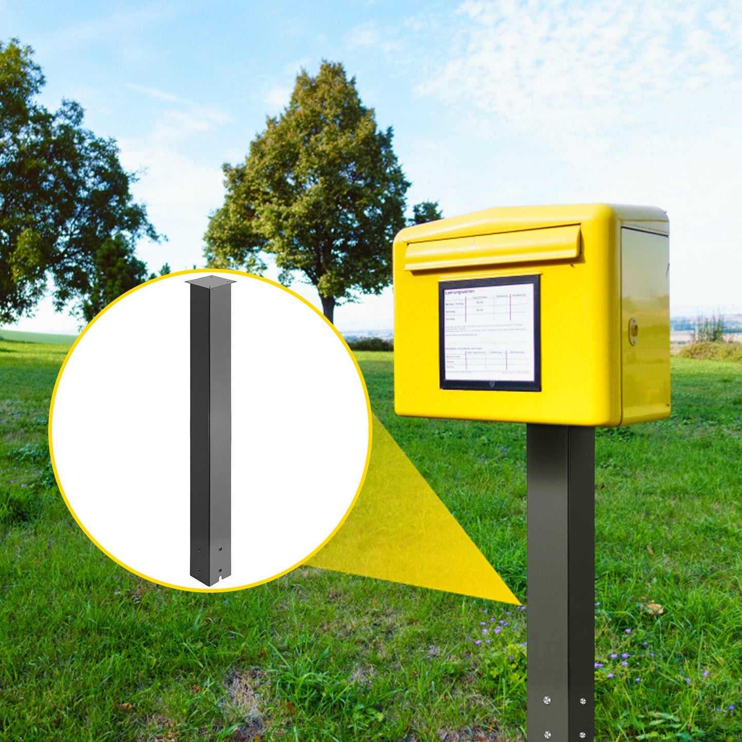 Mailbox Post Stand Mail Box Post 43" Black Powder-Coated Steel for Outdoor V952-YXZZCJYCGJS43PKT0V0