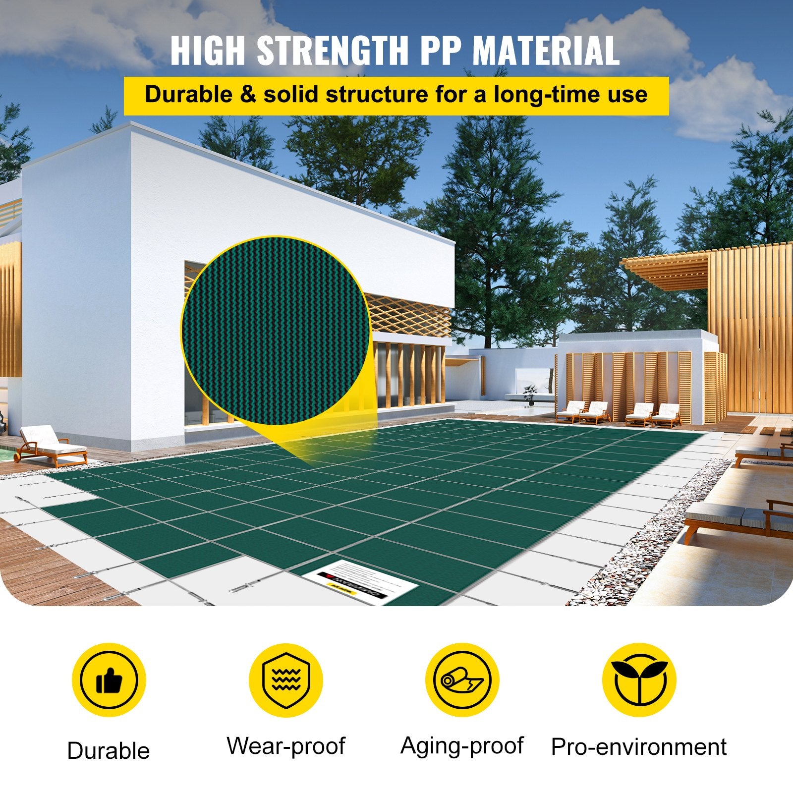 Pool Safety Cover Fits18x36ft Inground Safety Pool Cover Green Mesh with 4x8ft Center End Steps Solid Pool V952-YYCM18X36JZYTYCG1V0