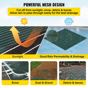 Pool Safety Cover Fits18x36ft Inground Safety Pool Cover Green Mesh with 4x8ft Center End Steps Solid Pool V952-YYCM18X36JZYTYCG1V0