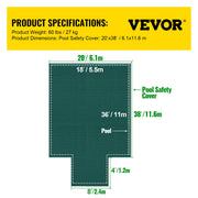 Pool Safety Cover Fits18x36ft Inground Safety Pool Cover Green Mesh with 4x8ft Center End Steps Solid Pool V952-YYCM18X36JZYTYCG1V0