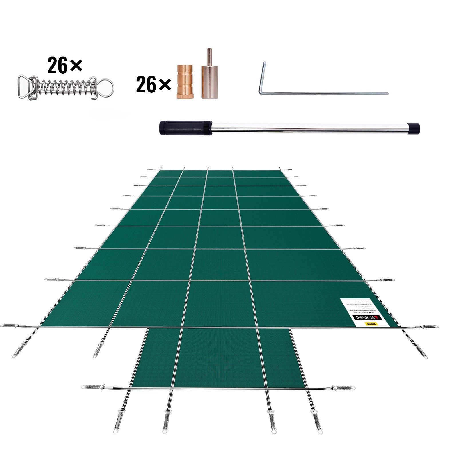 Pool Safety Cover Fits18x36ft Inground Safety Pool Cover Green Mesh with 4x8ft Center End Steps Solid Pool V952-YYCM18X36JZYTYCG1V0