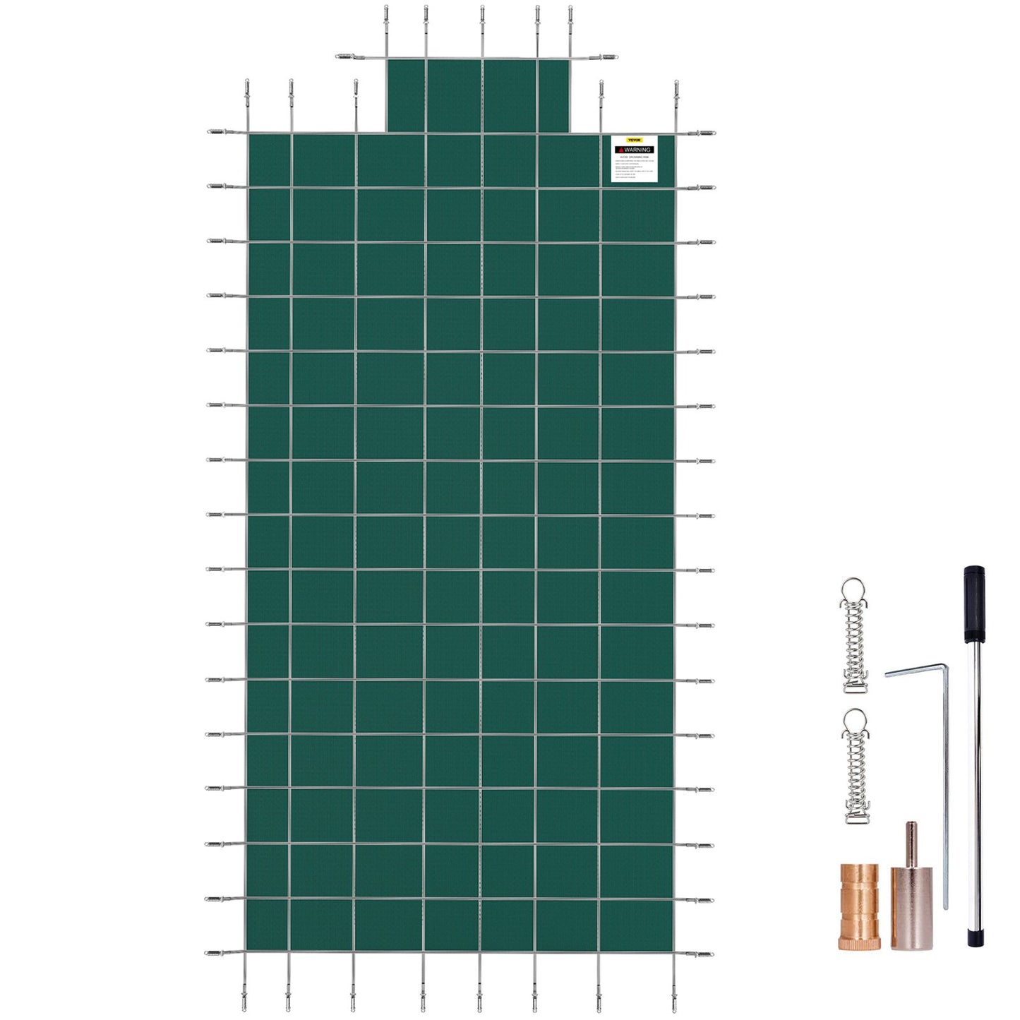 Pool Safety Cover Fits 20x40ft Rectangle Inground Safety Pool Cover Green Mesh with 4x8ft Center End Steps V952-YYCM20X40JZYTYCG1V0