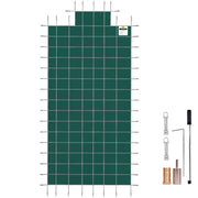 Pool Safety Cover Fits 20x40ft Rectangle Inground Safety Pool Cover Green Mesh with 4x8ft Center End Steps V952-YYCM20X40JZYTYCG1V0