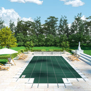 Pool Safety Cover Fits 20x40ft Rectangle Inground Safety Pool Cover Green Mesh with 4x8ft Center End Steps V952-YYCM20X40JZYTYCG1V0