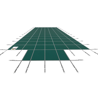 Pool Safety Cover Fits 20x40ft Rectangle Inground Safety Pool Cover Green Mesh with 4x8ft Center End Steps V952-YYCM20X40JZYTYCG1V0