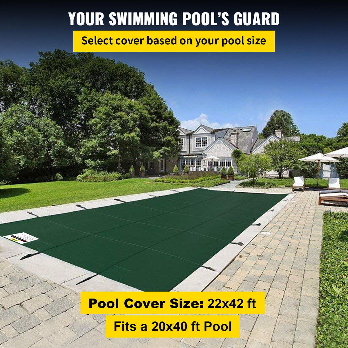 Pool Safety Cover Fits 20x40ft Rectangle Inground Safety Pool Cover Green Mesh Solid Pool Safety Cover for V952-YYCM20X40YCYCG001V0