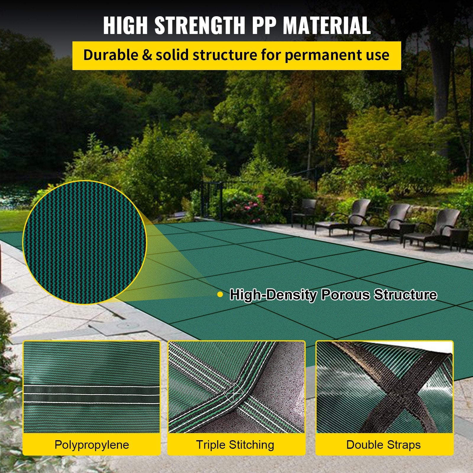 Pool Safety Cover Fits 20x40ft Rectangle Inground Safety Pool Cover Green Mesh Solid Pool Safety Cover for V952-YYCM20X40YCYCG001V0