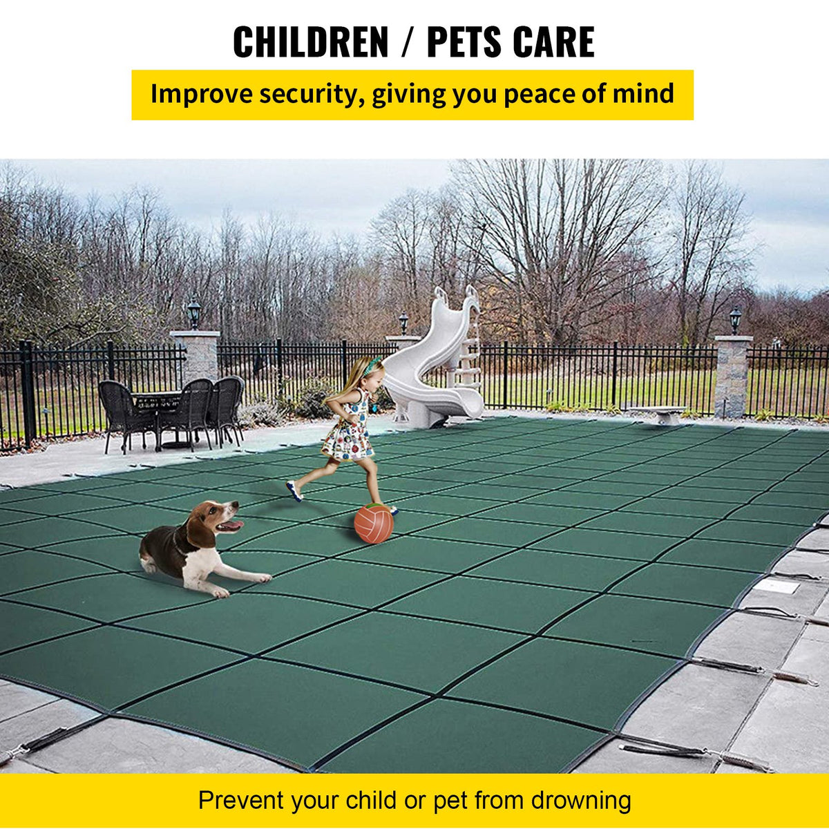 Pool Safety Cover Fits 20x40ft Rectangle Inground Safety Pool Cover Green Mesh Solid Pool Safety Cover for V952-YYCM20X40YCYCG001V0