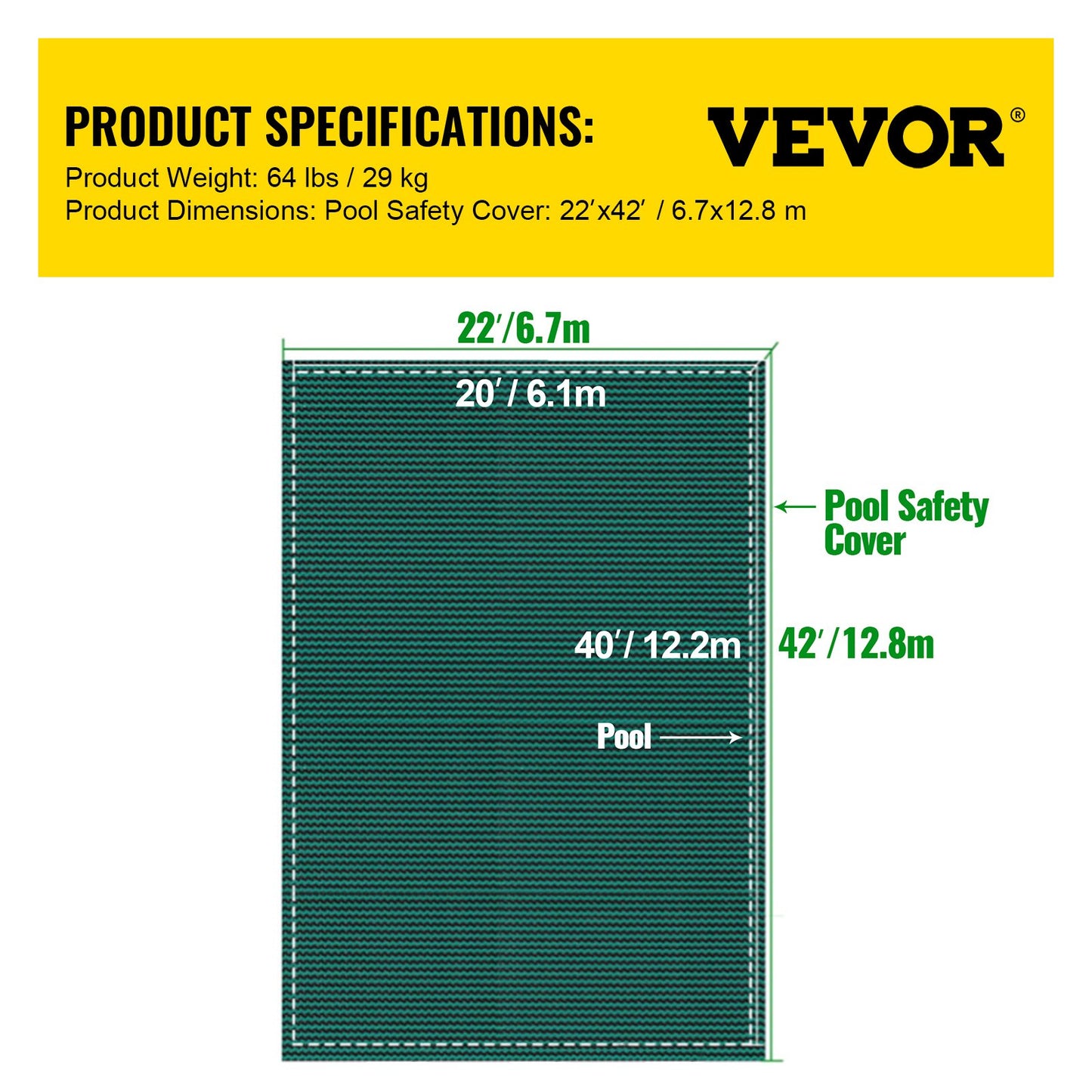 Pool Safety Cover Fits 20x40ft Rectangle Inground Safety Pool Cover Green Mesh Solid Pool Safety Cover for V952-YYCM20X40YCYCG001V0