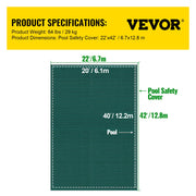 Pool Safety Cover Fits 20x40ft Rectangle Inground Safety Pool Cover Green Mesh Solid Pool Safety Cover for V952-YYCM20X40YCYCG001V0
