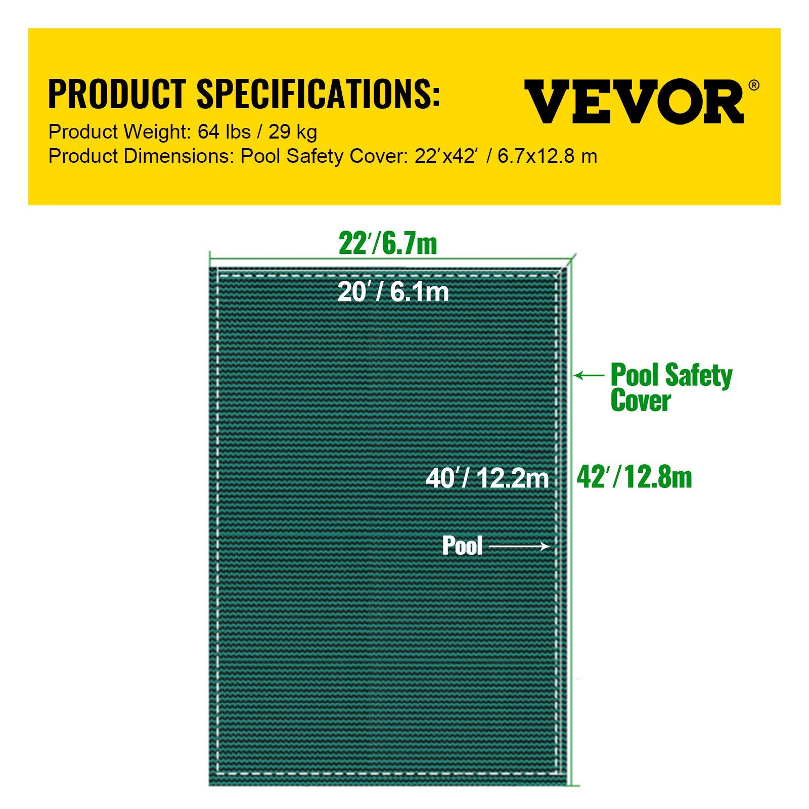 Pool Safety Cover Fits 20x40ft Rectangle Inground Safety Pool Cover Green Mesh Solid Pool Safety Cover for V952-YYCM20X40YCYCG001V0