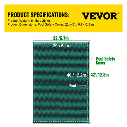 Pool Safety Cover Fits 20x40ft Rectangle Inground Safety Pool Cover Green Mesh Solid Pool Safety Cover for V952-YYCM20X40YCYCG001V0
