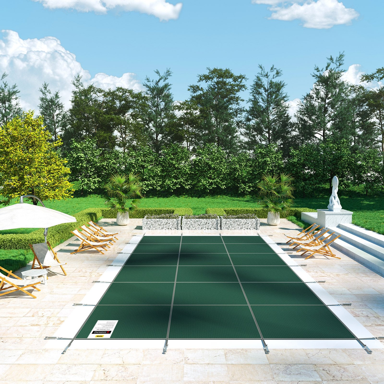 Pool Safety Cover Fits 20x40ft Rectangle Inground Safety Pool Cover Green Mesh Solid Pool Safety Cover for V952-YYCM20X40YCYCG001V0