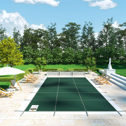 Pool Safety Cover Fits 20x40ft Rectangle Inground Safety Pool Cover Green Mesh Solid Pool Safety Cover for V952-YYCM20X40YCYCG001V0