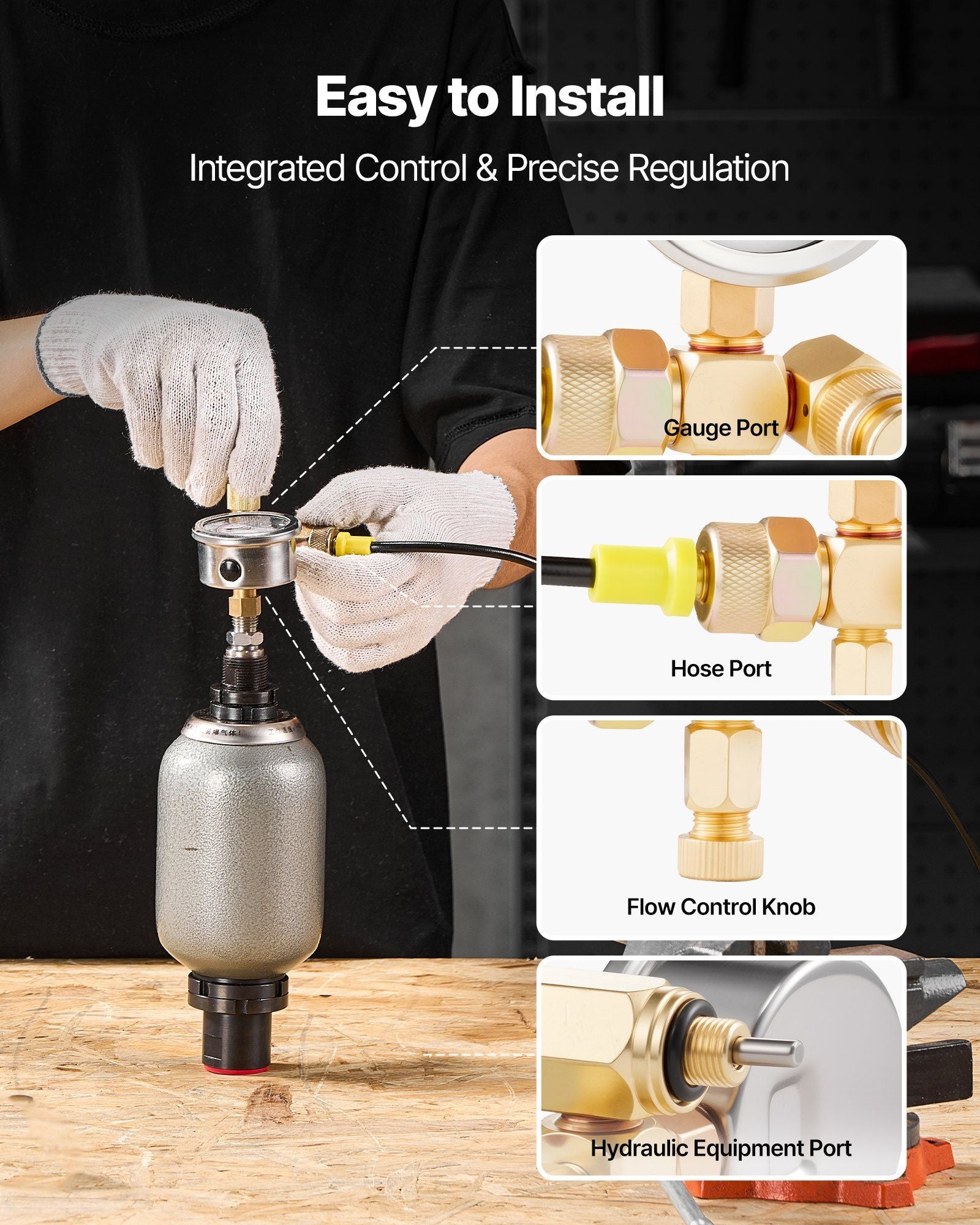 Hydraulic Nitrogen Accumulator Charging Kit, 0-100 Bar Nitrogen Fill Kit, Pressure Test System with 1 V952-YYCSTJ1YLB0OQCAAU001V0