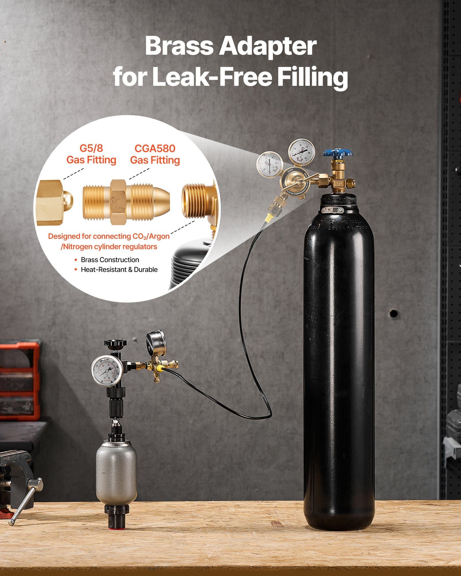 Hydraulic Nitrogen Accumulator Charging Kit, 0-100 Bar Nitrogen Fill Kit, Pressure Test System with 1 V952-YYCSTJ1YLB0OQCAAU001V0