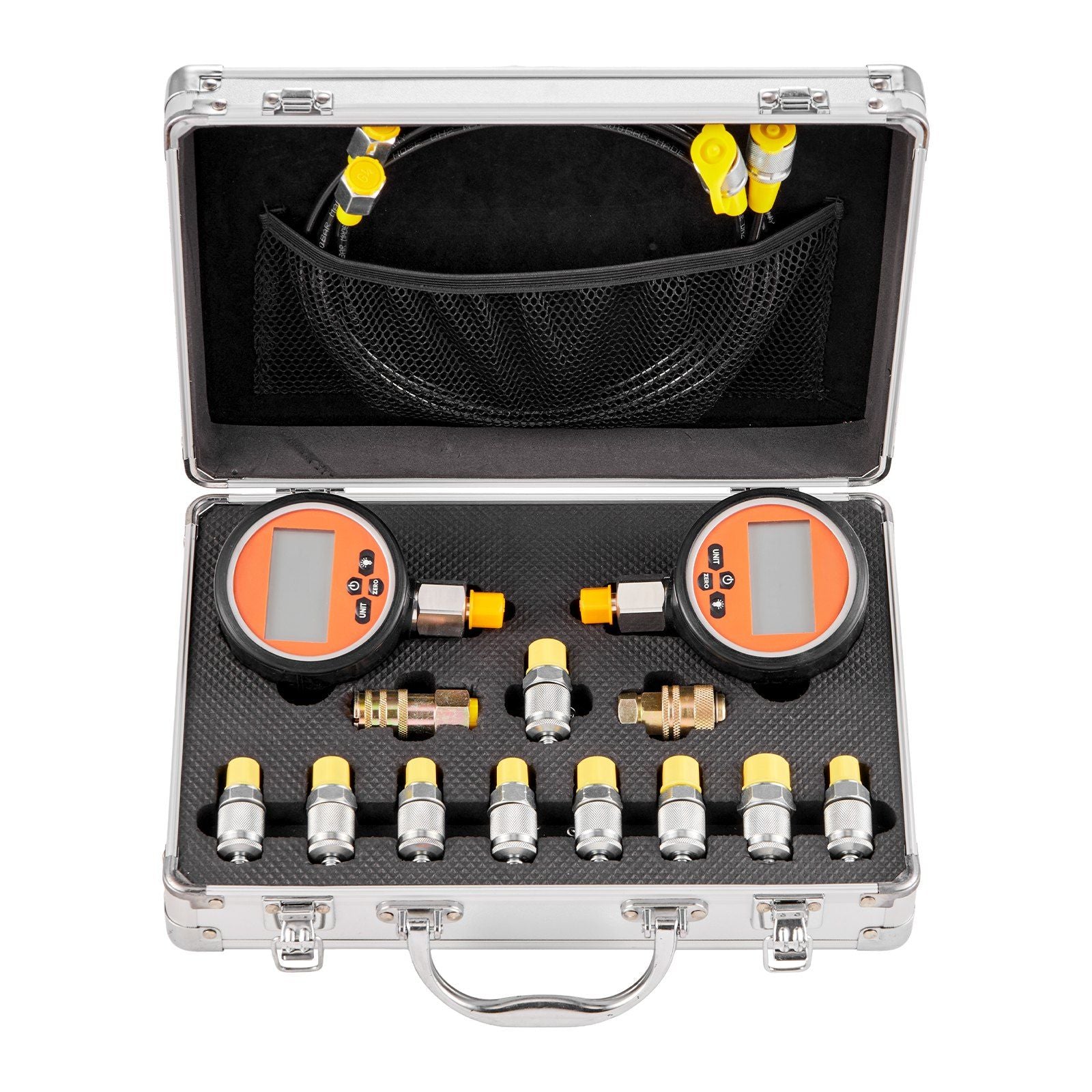 Digital Hydraulic Pressure Test Coupling Kit, 700 Bar Pressure Gauge Manometer Tester with 2 Gauges, 9 Test V952-YYCSTJ2YLB9OXT9N0001V9