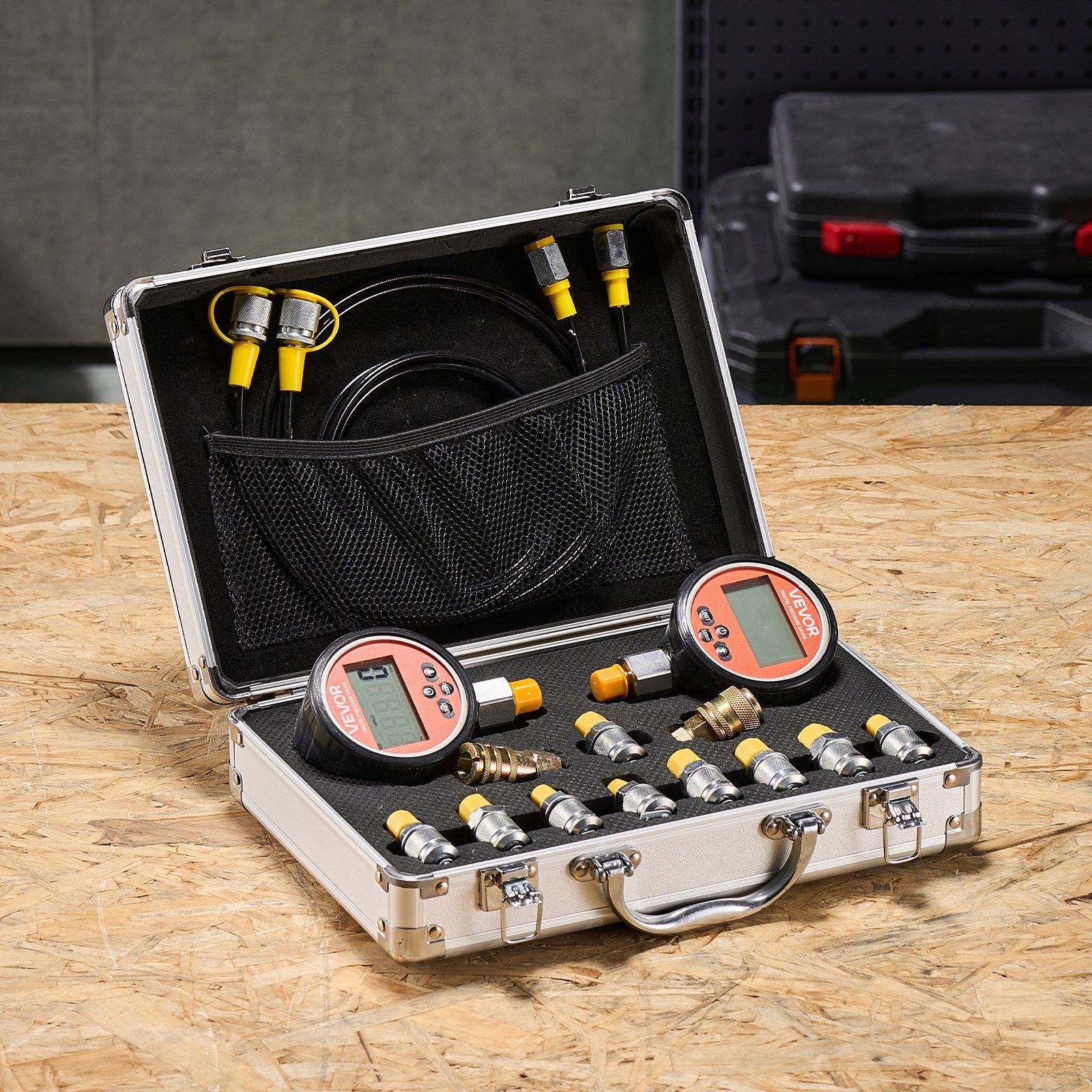Digital Hydraulic Pressure Test Coupling Kit, 700 Bar Pressure Gauge Manometer Tester with 2 Gauges, 9 Test V952-YYCSTJ2YLB9OXT9N0001V9