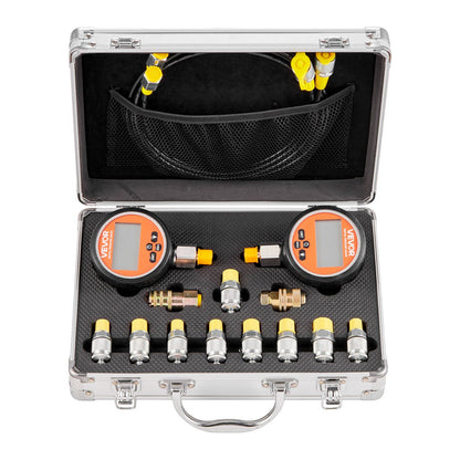 Digital Hydraulic Pressure Test Coupling Kit, 700 Bar Pressure Gauge Manometer Tester with 2 Gauges, 9 Test V952-YYCSTJ2YLB9OXT9N0001V9