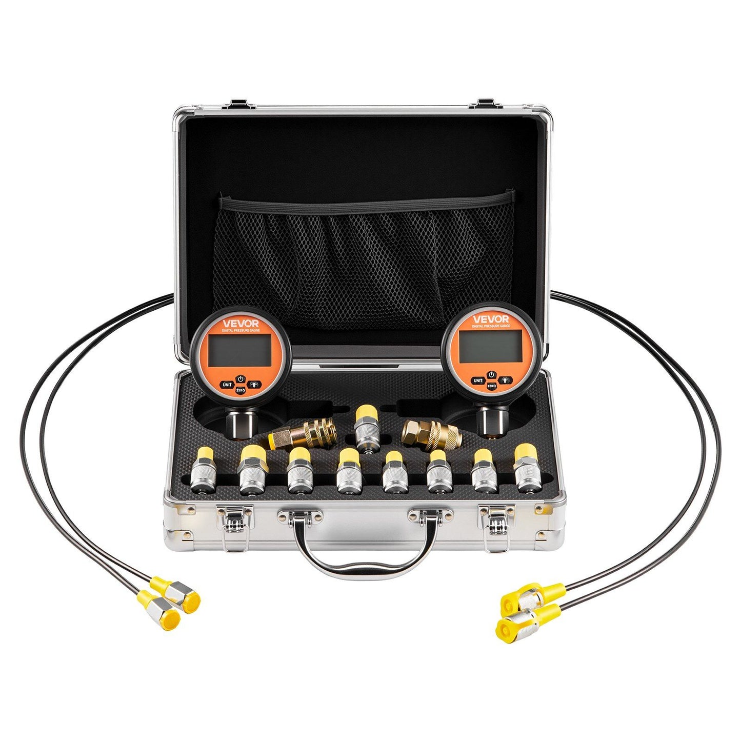 Digital Hydraulic Pressure Test Coupling Kit, 700 Bar Pressure Gauge Manometer Tester with 2 Gauges, 9 Test V952-YYCSTJ2YLB9OXT9N0001V9