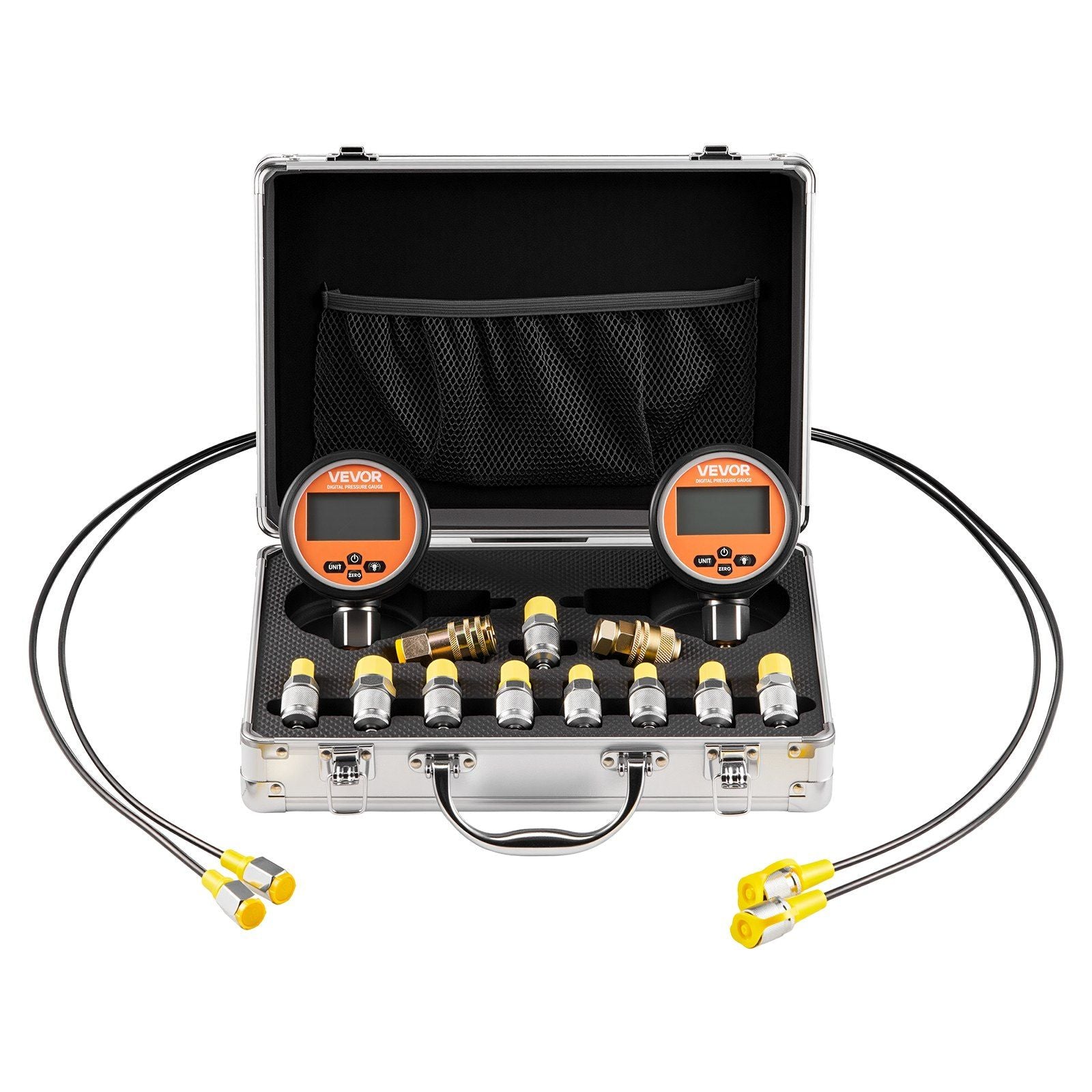 Digital Hydraulic Pressure Test Coupling Kit, 700 Bar Pressure Gauge Manometer Tester with 2 Gauges, 9 Test V952-YYCSTJ2YLB9OXT9N0001V9