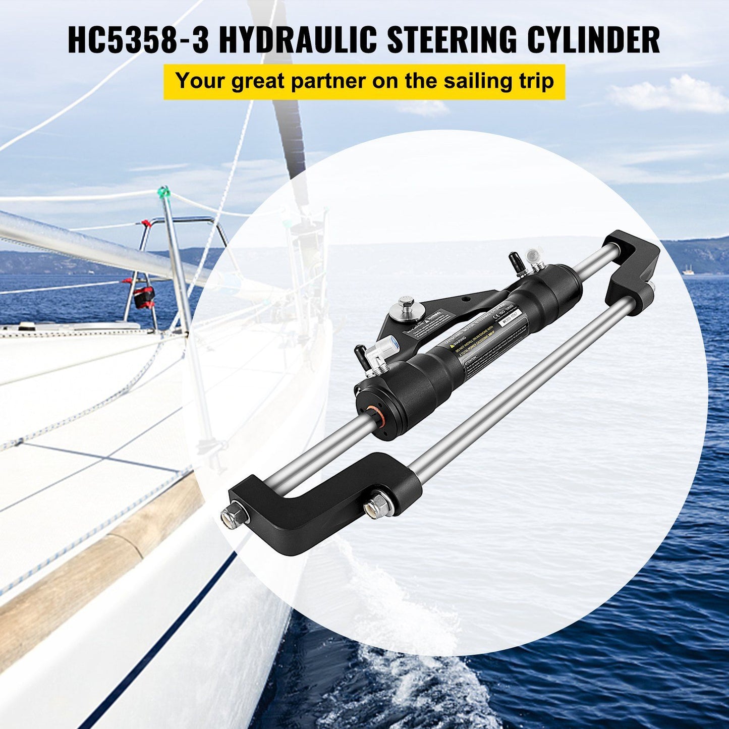 HC5358-3 Front Mount Hydraulic Outboard Steering Cylinder Ram Up To 300HP V952-YYDJHC5358-3ZXYG1V0