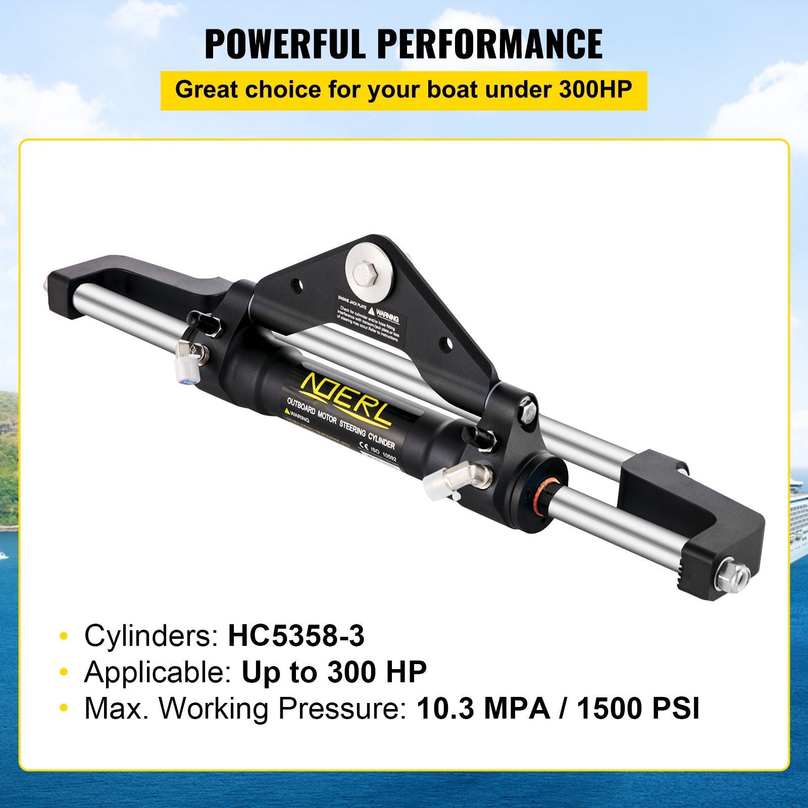 HC5358-3 Front Mount Hydraulic Outboard Steering Cylinder Ram Up To 300HP V952-YYDJHC5358-3ZXYG1V0