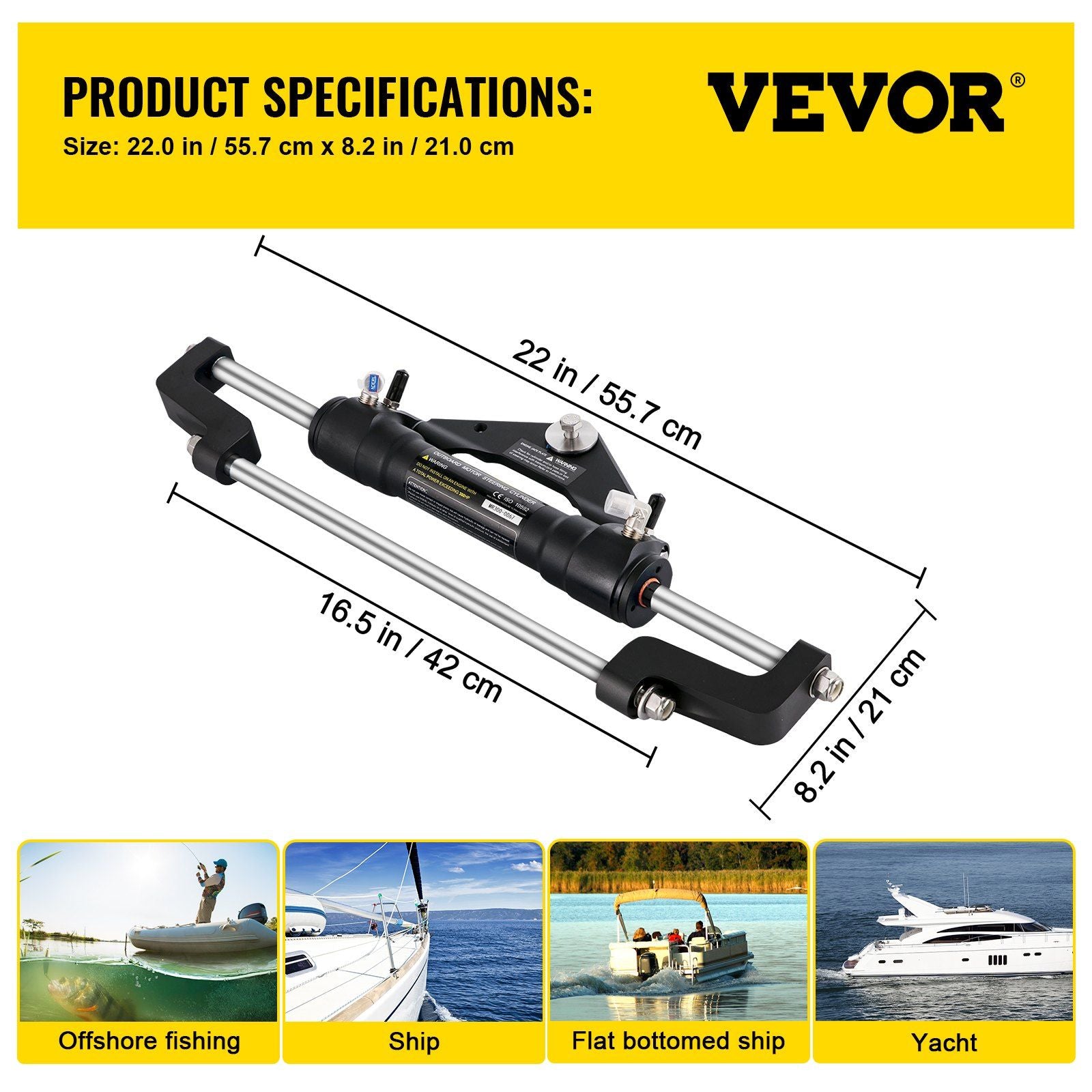 HC5358-3 Front Mount Hydraulic Outboard Steering Cylinder Ram Up To 300HP V952-YYDJHC5358-3ZXYG1V0
