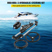Hydraulic Boat Steering Kit, 300HP Hydraulic Steering Helm Pump, Aluminum Alloy Steering Cylinder, 13.5"" V952-YYDJHK6400A-3TJ10V0