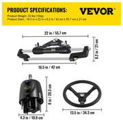 Hydraulic Boat Steering Kit, 300HP Hydraulic Steering Helm Pump, Aluminum Alloy Steering Cylinder, 13.5"" V952-YYDJHK6400A-3TJ10V0