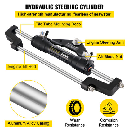 Hydraulic Boat Steering Kit, 300HP Hydraulic Steering Kit Helm Pump, Hydraulic Outboard Steeing Kit with 4267 V952-YYDJHK6400A-3TJ14V0