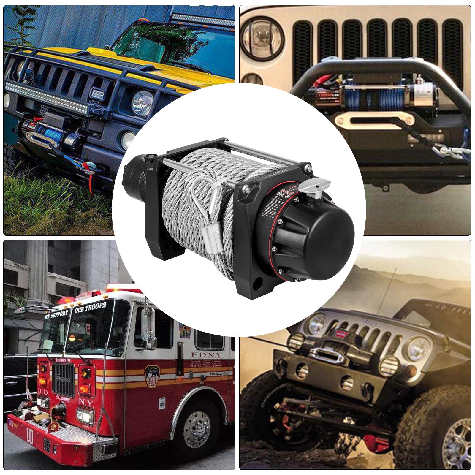 Industrial Hydraulic Winch 9071kg, Hydraulic Anchor Winch with 24m Strong Steel Cable, Hydraulic Drive Winch V952-YYJP20000B0000001V0