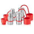 1/2" Flat Face Hydraulic Couplers 1/2" NPT Skid Steer Couplers 4 Dust Caps V952-YYKSJT2DISO1BYN6NV0
