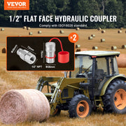 1/2" Flat Face Hydraulic Couplers 1/2" NPT Skid Steer Couplers 4 Dust Caps V952-YYKSJT2DISO1BYN6NV0