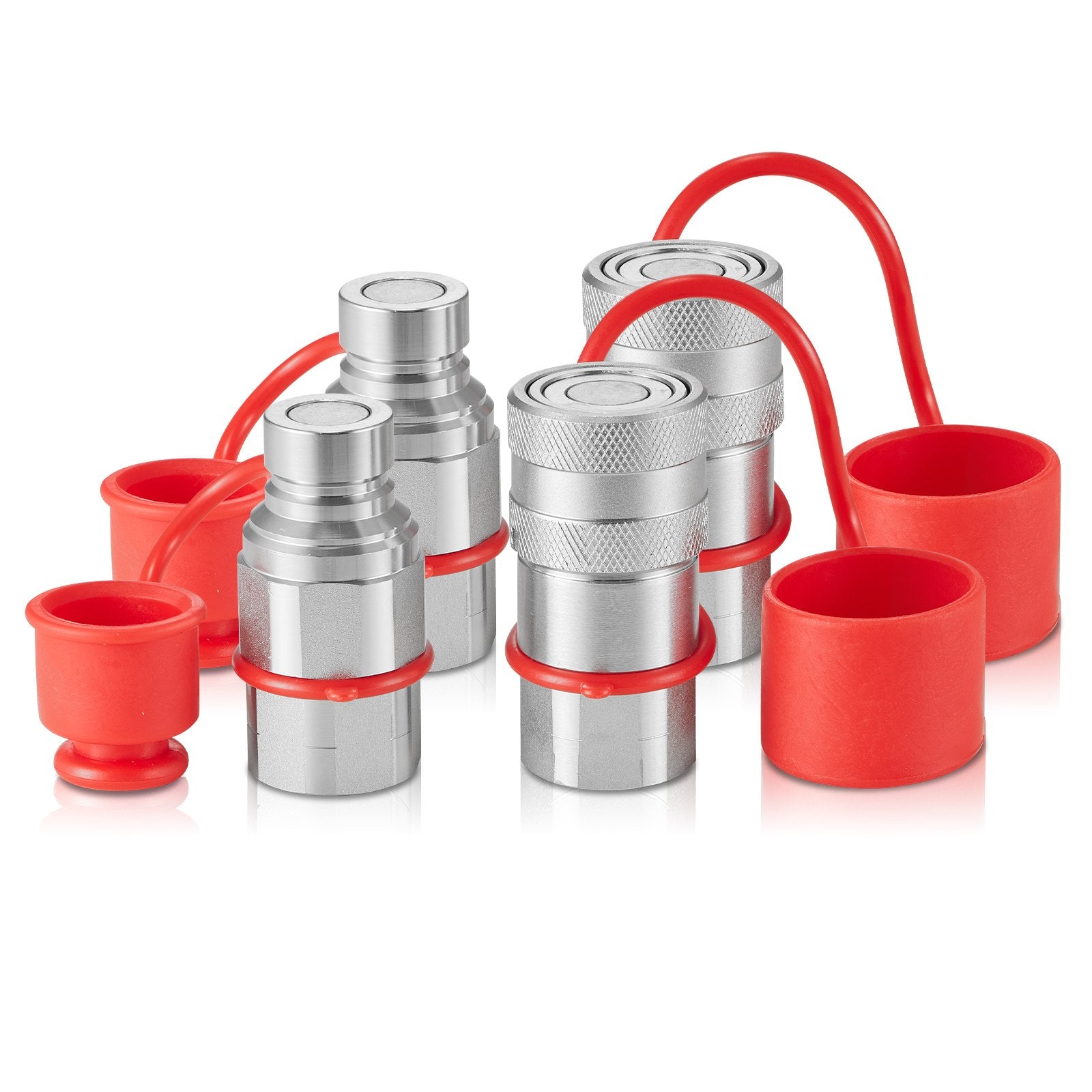 1/2" Flat Face Hydraulic Couplers 1/2" NPT Skid Steer Couplers 4 Dust Caps V952-YYKSJT2DISO1BYN6NV0