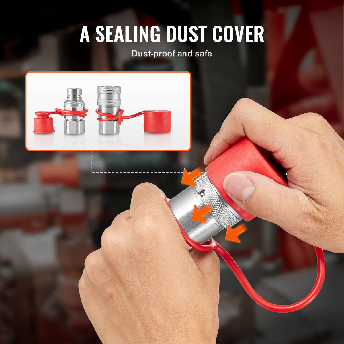 1/2" Flat Face Hydraulic Couplers 1/2" NPT Skid Steer Couplers 2 Dust Caps V952-YYKSJTISO1605BND4V0