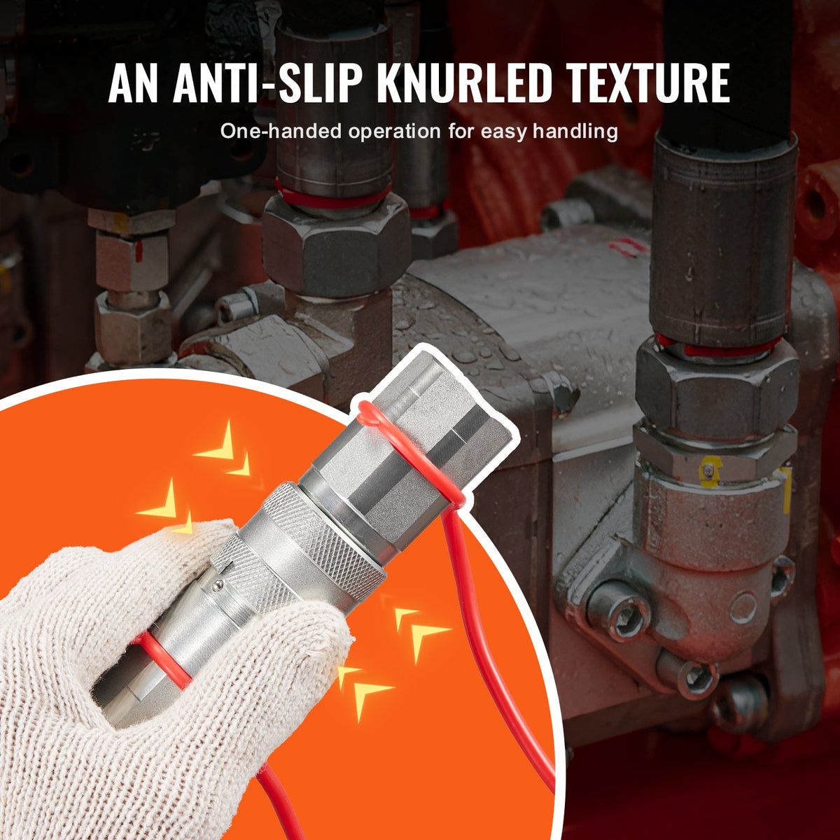 1/2" Flat Face Hydraulic Couplers 1/2" NPT Skid Steer Couplers 2 Dust Caps V952-YYKSJTISO1605BND4V0