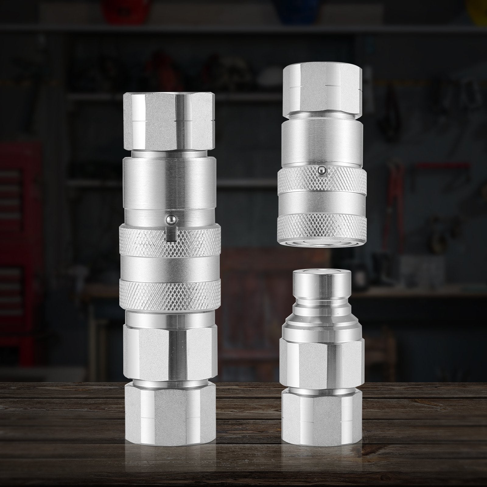 1/2" Flat Face Hydraulic Couplers 1/2" NPT Skid Steer Couplers 2 Dust Caps V952-YYKSJTISO1605BND4V0