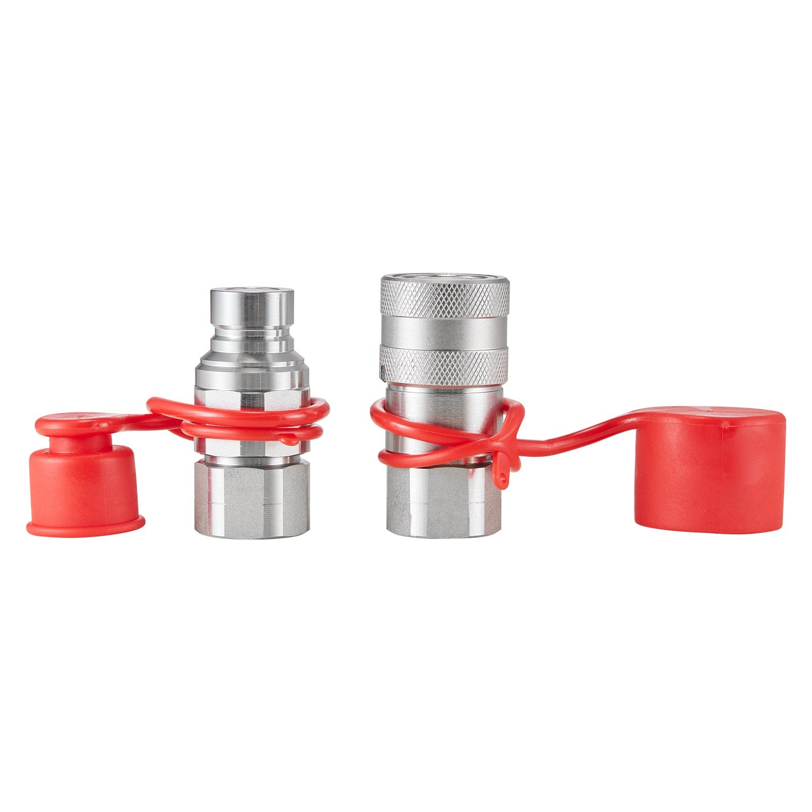 1/2" Flat Face Hydraulic Couplers 1/2" NPT Skid Steer Couplers 2 Dust Caps V952-YYKSJTISO1605BND4V0