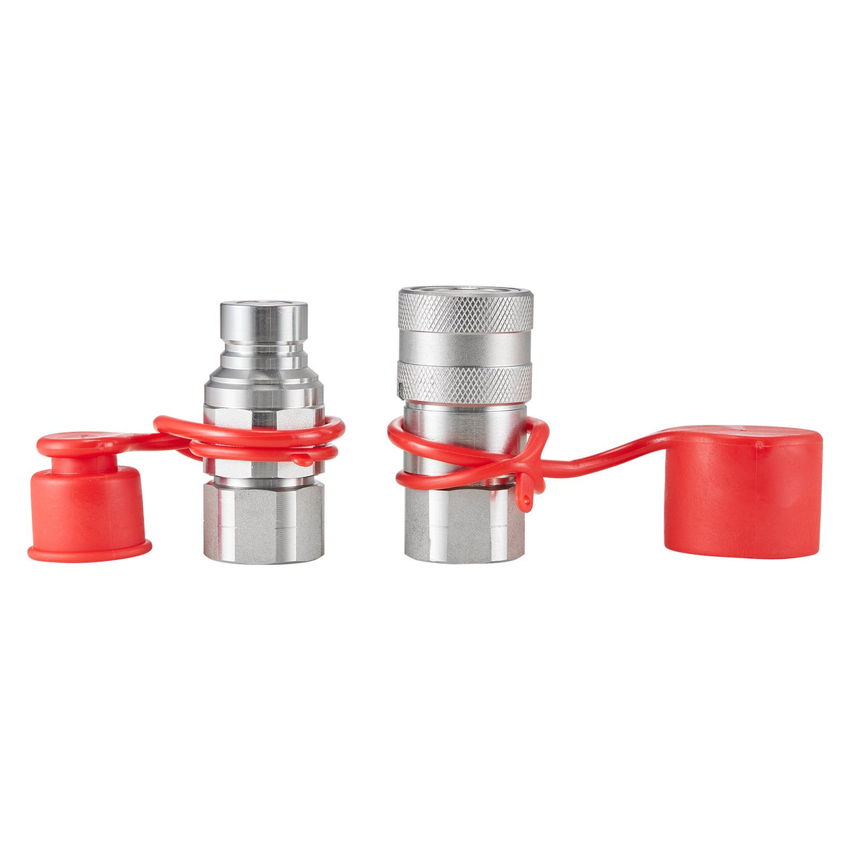 1/2" Flat Face Hydraulic Couplers 1/2" NPT Skid Steer Couplers 2 Dust Caps V952-YYKSJTISO1605BND4V0