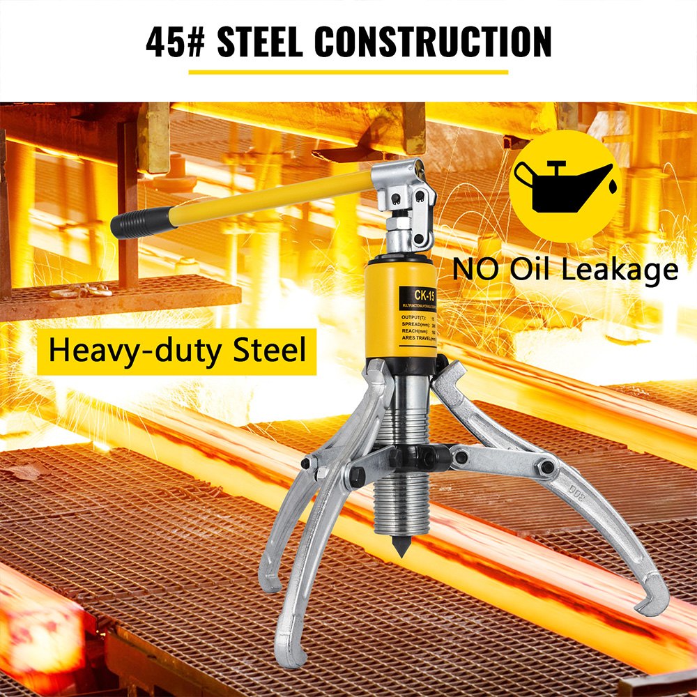 Hydraulic Gear Puller, 15 Ton Max. Capacity Hydraulic Puller, 2 or 3 Jaws Bearing Hub Separator, 3.9"- 11.8" V952-YYLM15TZTS0000001V0