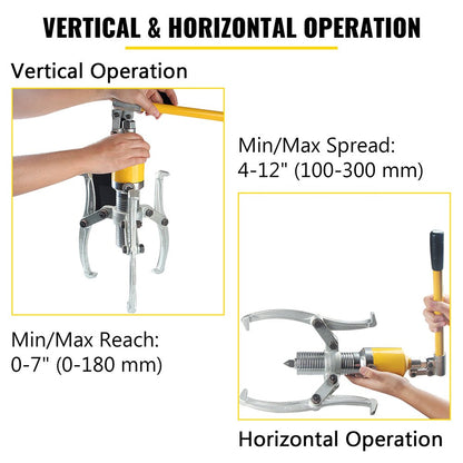 Hydraulic Gear Puller, 15 Ton Max. Capacity Hydraulic Puller, 2 or 3 Jaws Bearing Hub Separator, 3.9"- 11.8" V952-YYLM15TZTS0000001V0