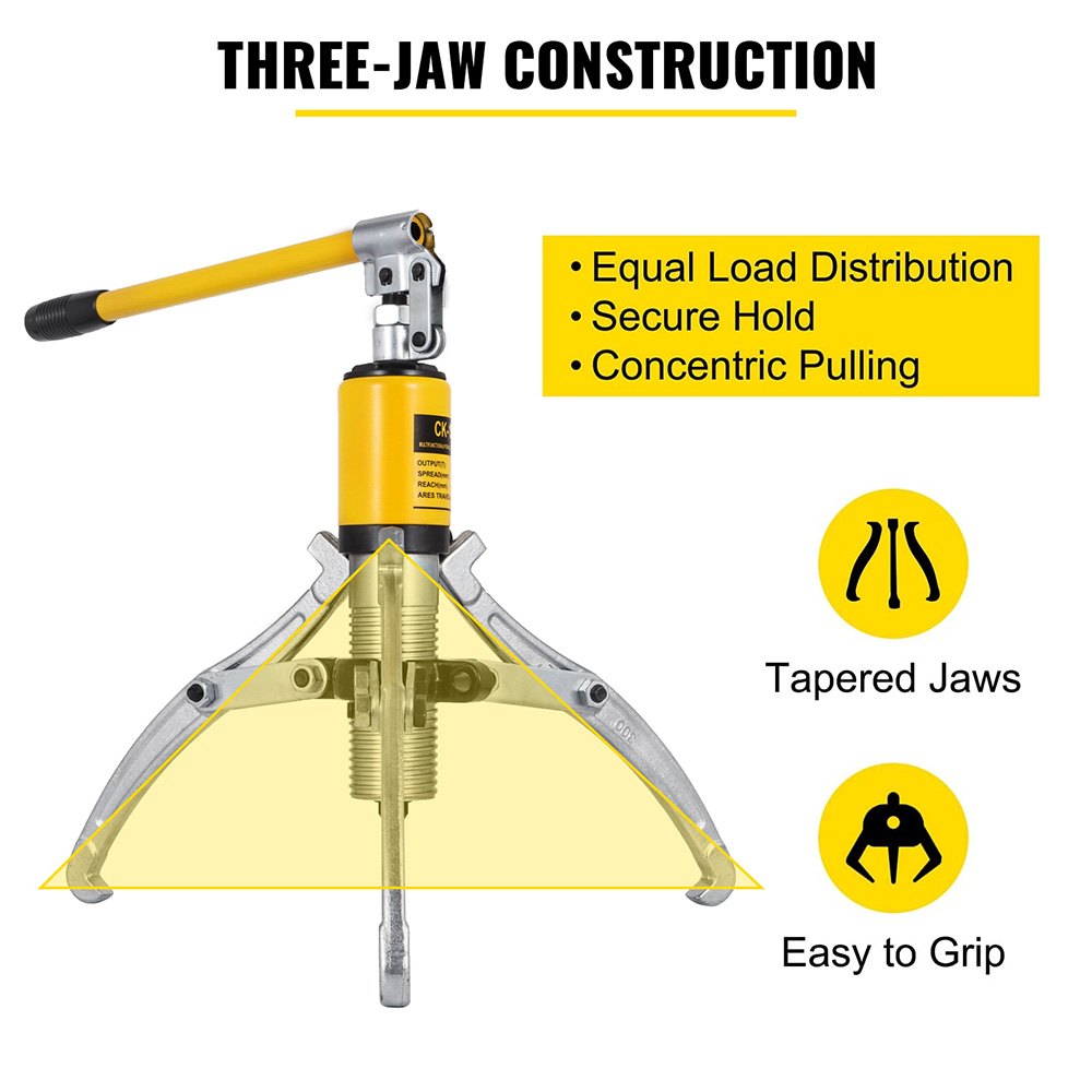 Hydraulic Gear Puller, 15 Ton Max. Capacity Hydraulic Puller, 2 or 3 Jaws Bearing Hub Separator, 3.9"- 11.8" V952-YYLM15TZTS0000001V0