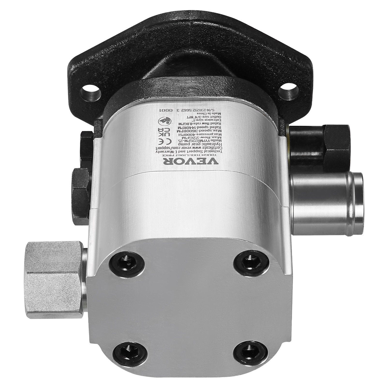 Hydraulic Log Splitter Pump, 22GPM, 2 Stage 4000PSI Wood Log Splitter Pump, 1'' Inlet 3/4'' NPT Outlet 3600 V952-YYPMB22GPM40JEUBVV0