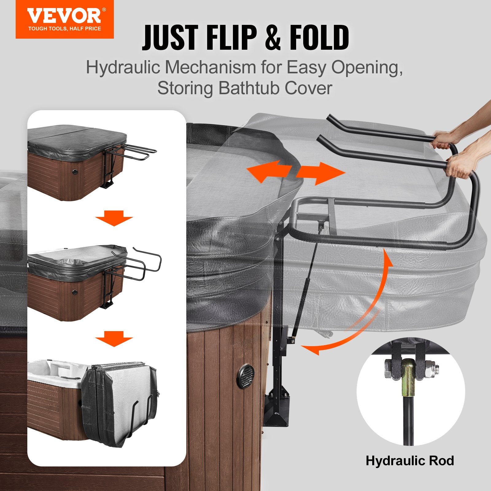 Hot Tub Cover Lift, Spa Cover Lift, Hydraulic, Height 84.07cm - 104.9cm Width 134.87cm - 234.95cm Adjustable, V952-YYSDCTX00000SJ7JHV0