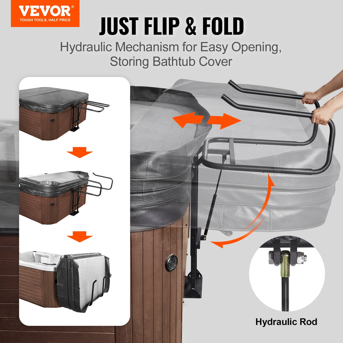 Hot Tub Cover Lift, Spa Cover Lift, Hydraulic, Height 84.07cm - 104.9cm Width 134.87cm - 234.95cm Adjustable, V952-YYSDCTX00000SJ7JHV0